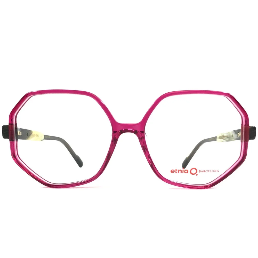 Etnia Barcelona Eyeglasses Frames STELE PKHO Clear Pink Horn Yellow 56-16-138